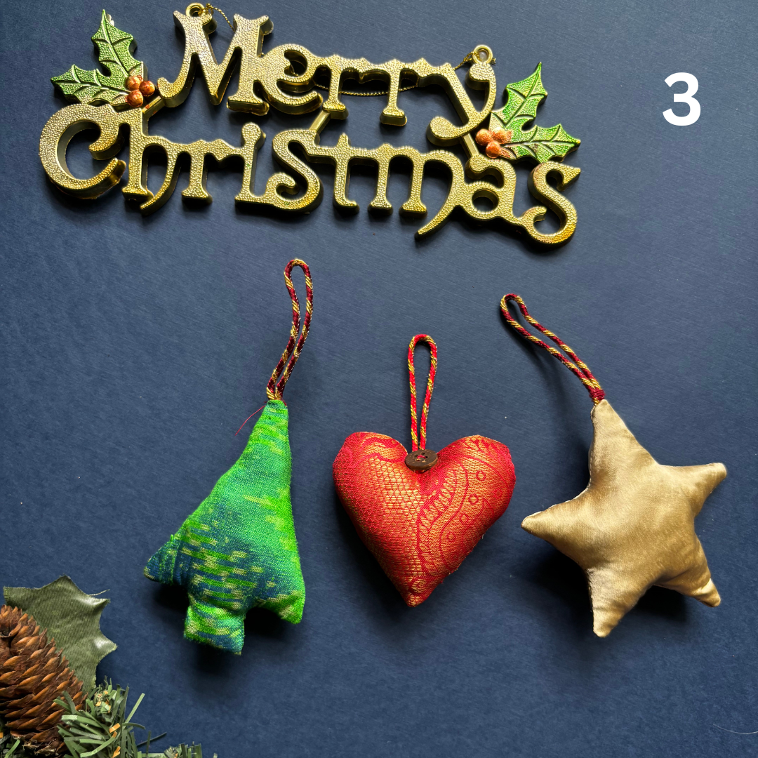 Christmas Ornaments| Small | Upcycled Christmas Decorations | Set of 3