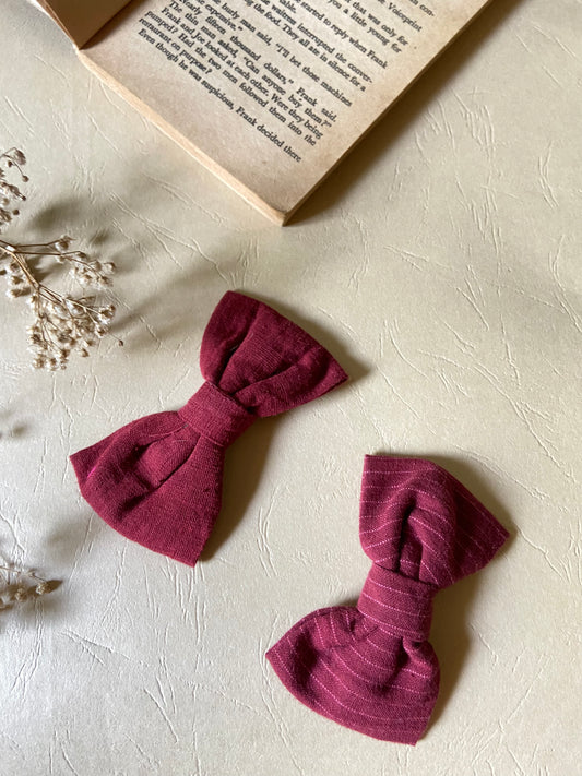 Upcycled-Bow-Clips-maroon-set