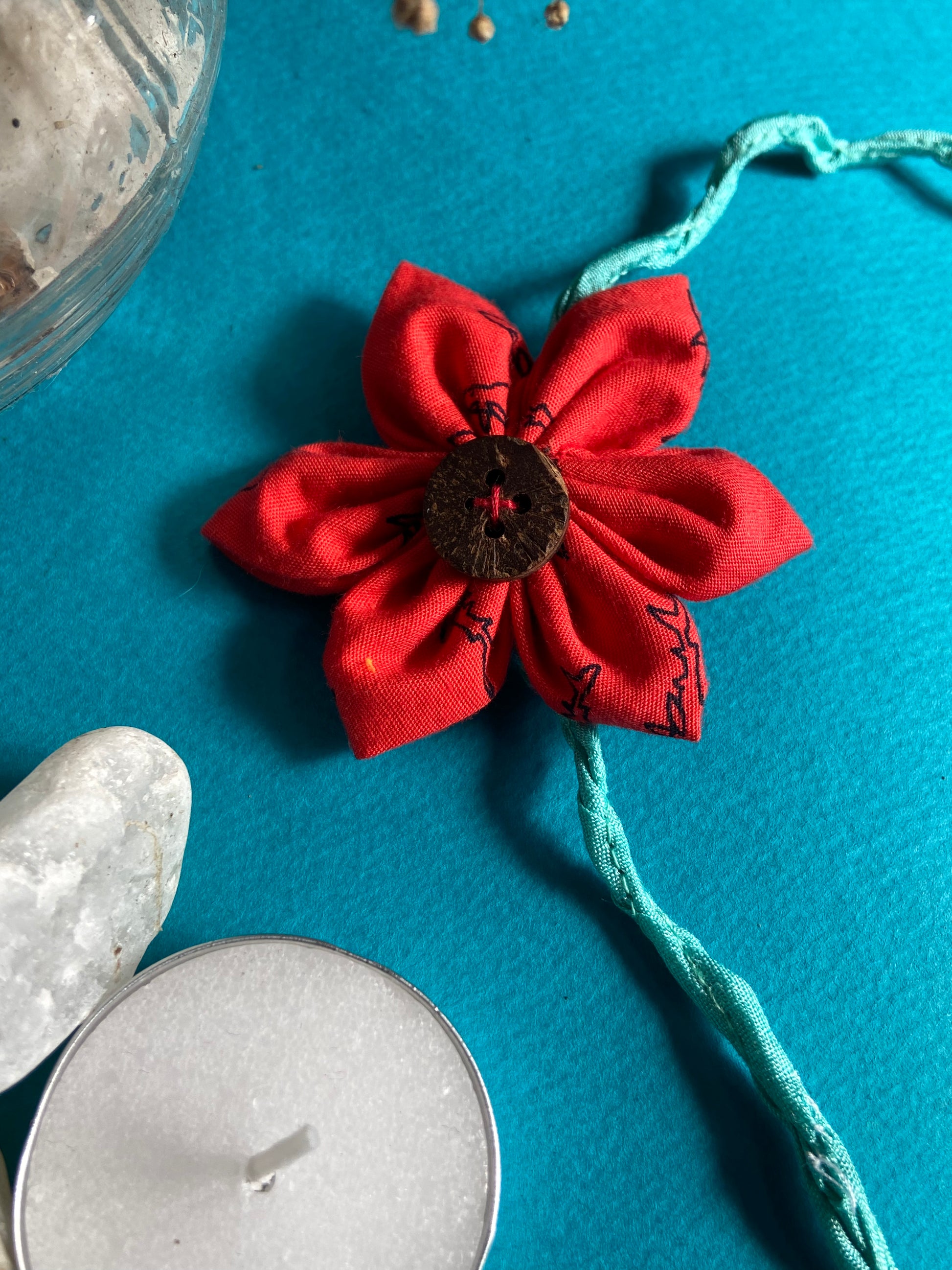 petal-flower-heart-Upcycled-Rakhi-red-close-up