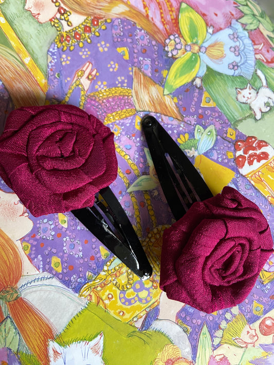 Upcycled-Rose-Clips-maroon
