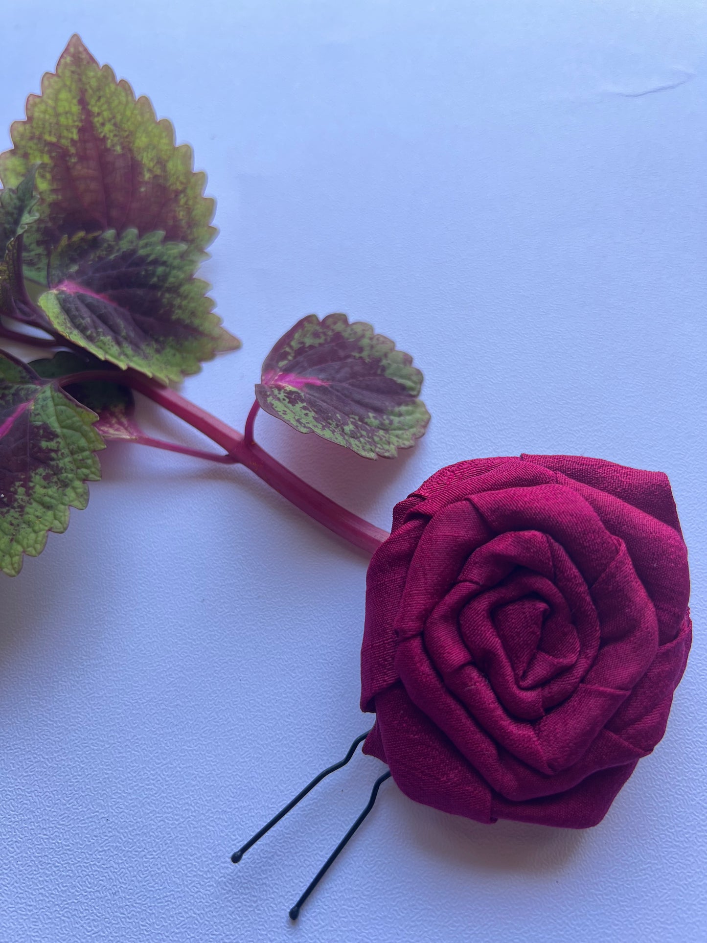 handmade-rose-u-pin-maroon-styled