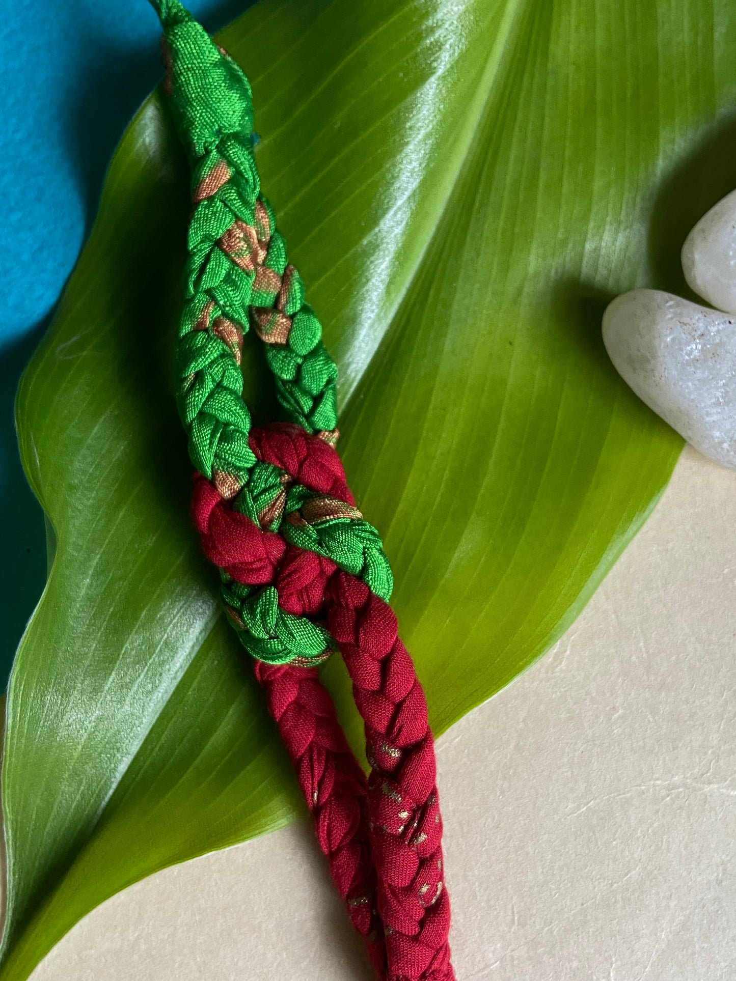 Whimsy-Twist-Upcycled-Kids-Rakhi-red-green-close-up