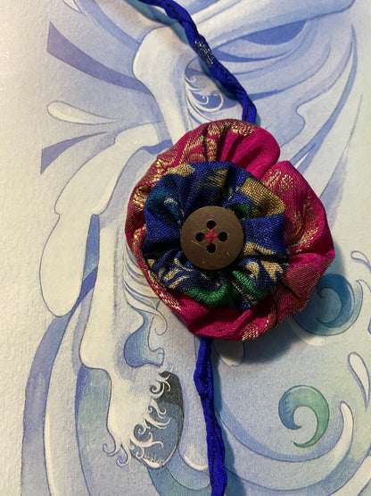 double-layer-flower-Upcycled-Rakhi-pink-blue-india