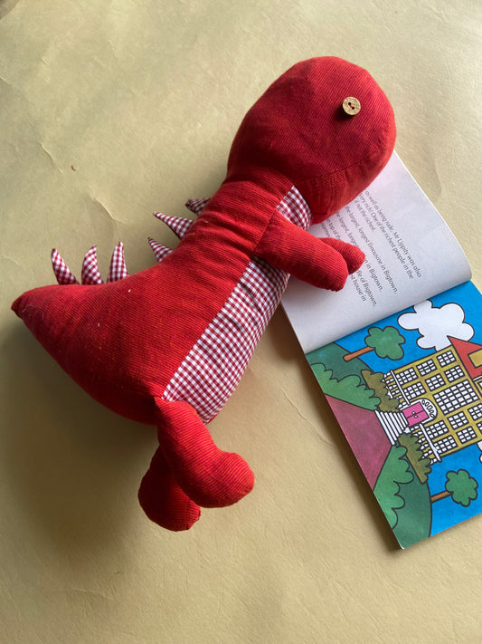 Dinosaur-Stuffed-Toy-Upcycled-red