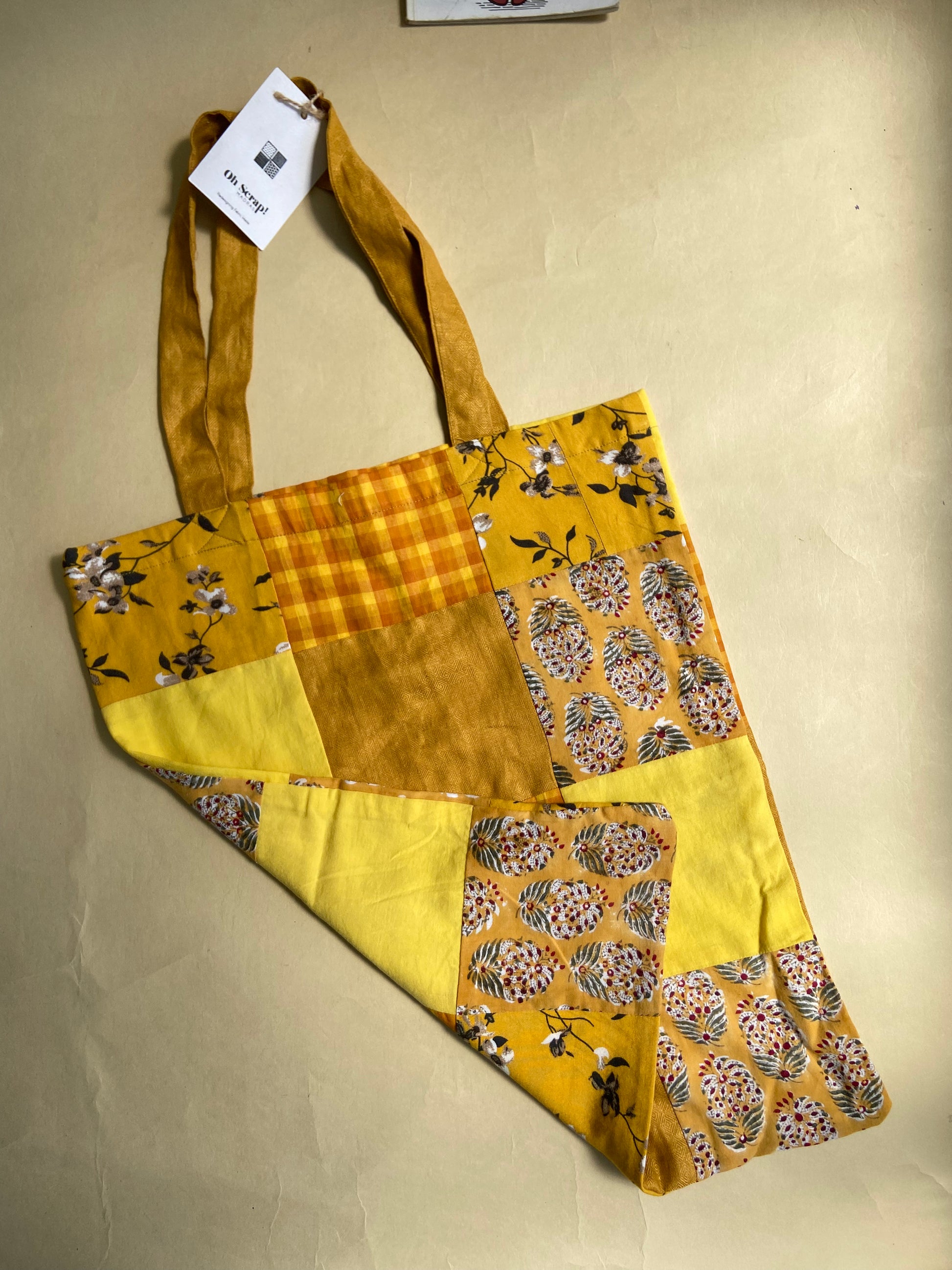 Patchwork Tote Bag Upcycled and Handmade Oh Scrap Madras