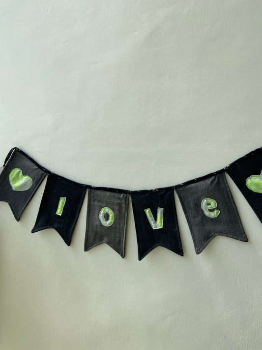 Love: Square Bunting | Reusable and Upcycled