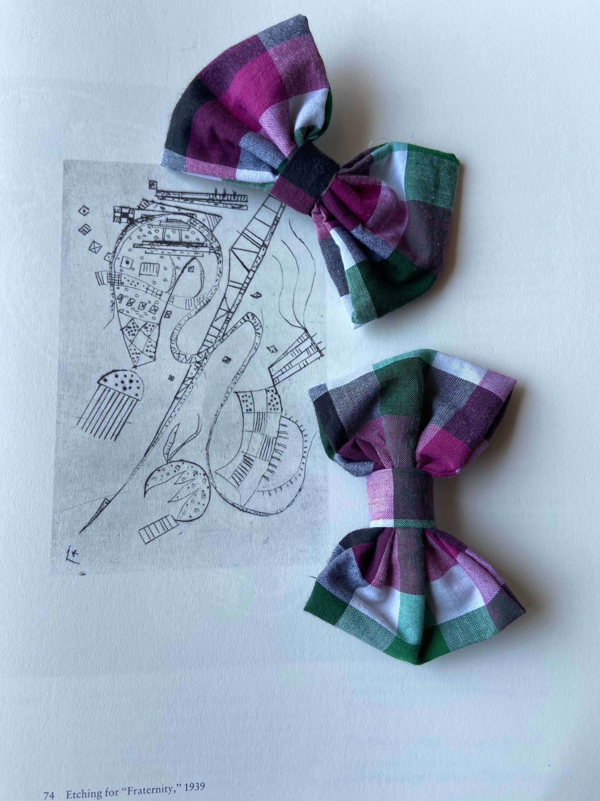 Upcycled-Bow-Clips-multicolour-checks-set