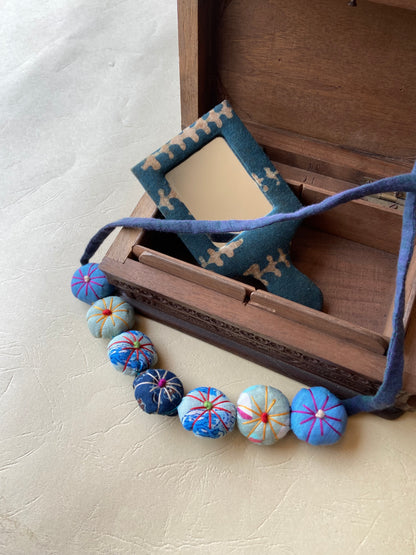 stuffed-flower-choker-handmade-upcycled-blue-single