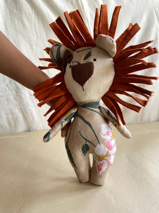 Lion-Stuffed-Toy-Upcycled-standing