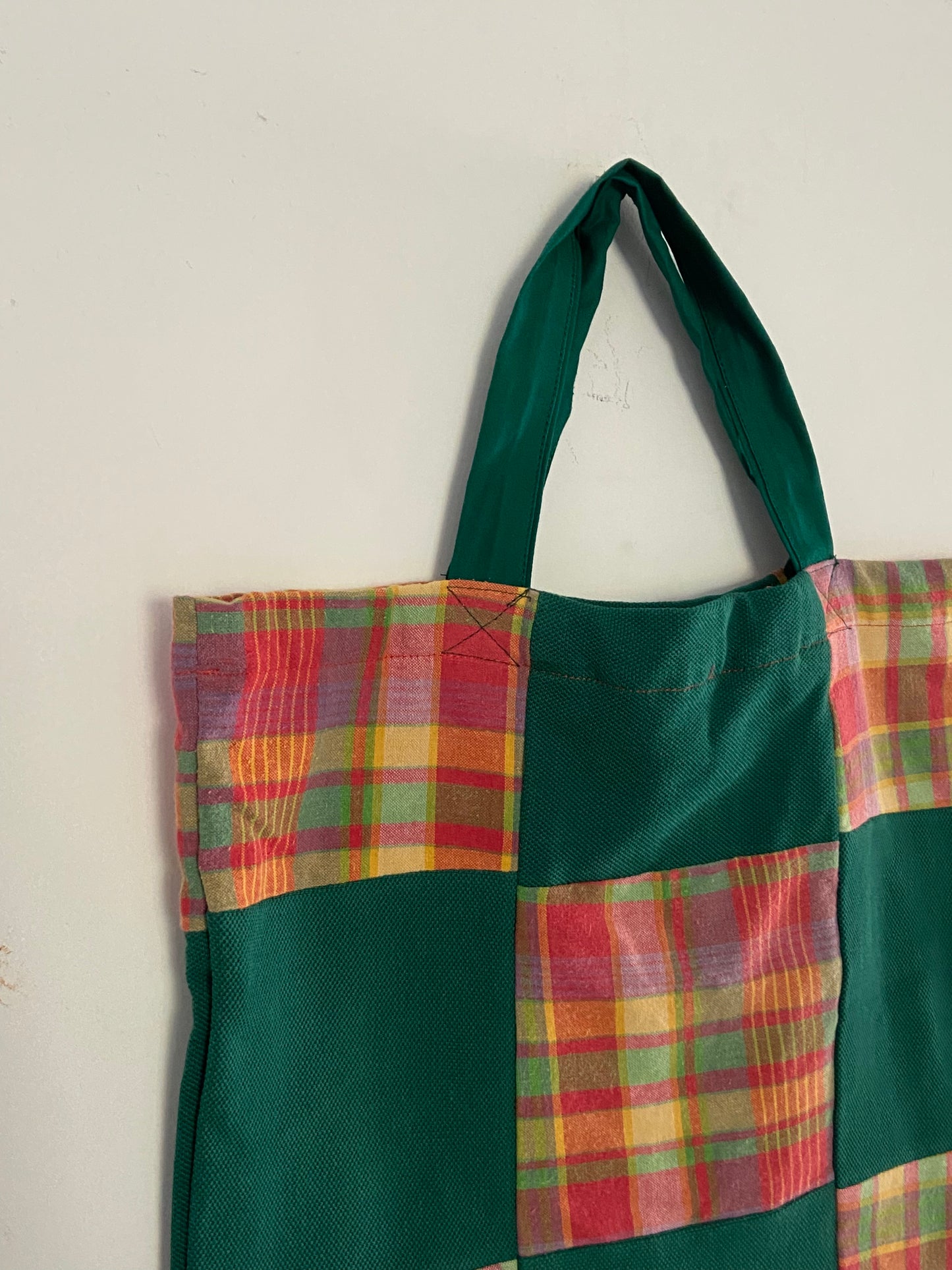 mini-tote-bag-upcycled-and-handmade-green-front-close-up