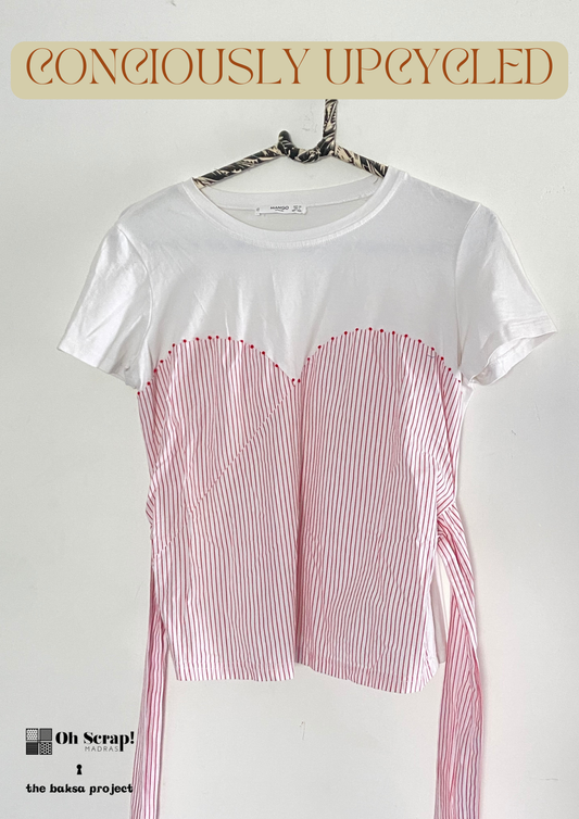 Red and White Striped Tshirt | Upcycled and Repurposed